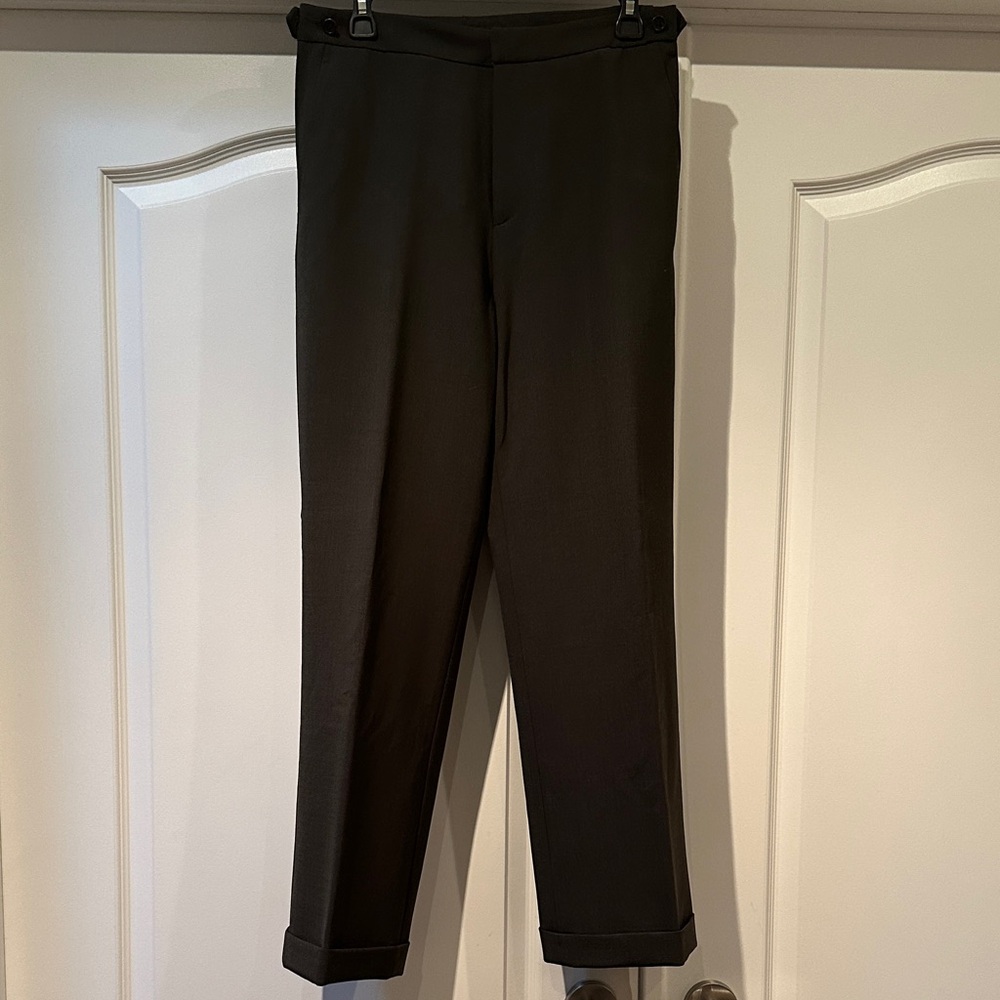 Theory Men's Charcoal Dress Pants with Cuffed Hem
